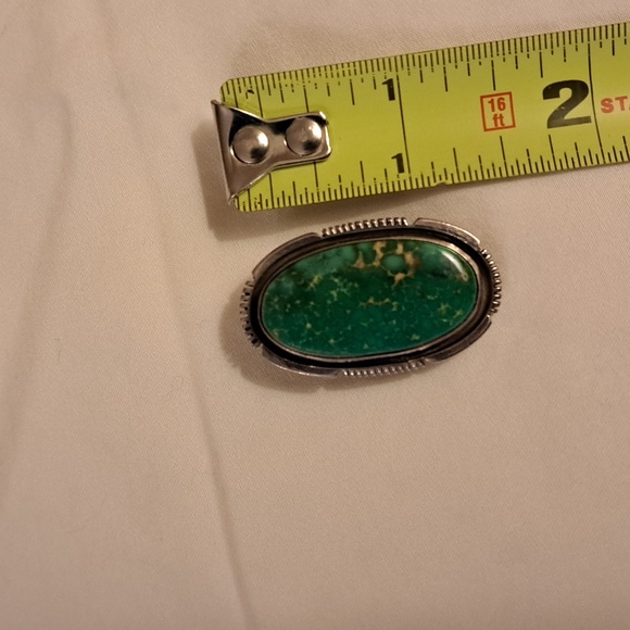 P Sanchez  sterling teal colored turquoise 1 and half approx inch clip earrings - Picture 4 of 4